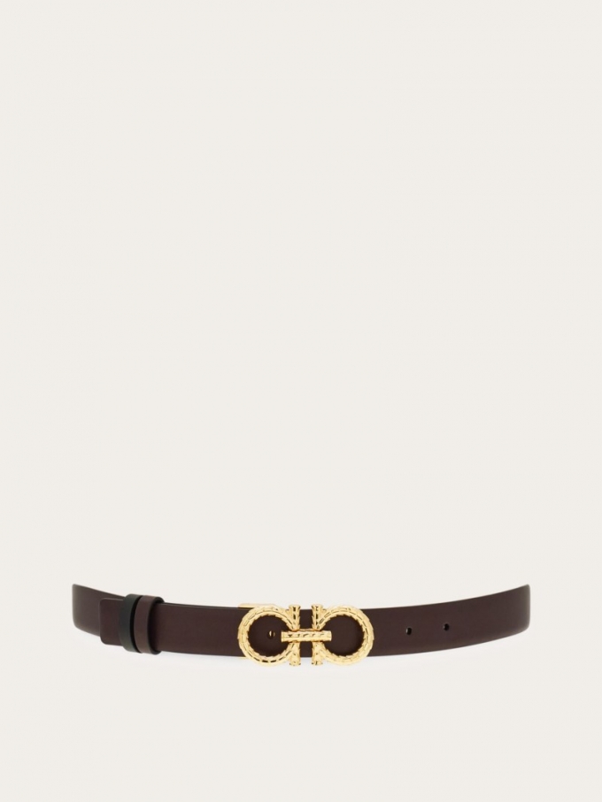 Ferragamo | Women's Adjustable And Reversible Gancini Belt - Oxblood/Black