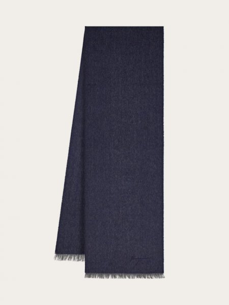 Ferragamo | Men's Cashmere Scarf - Navy Blue/Light Grey