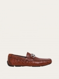 Ferragamo | Men's Driver With Gancini Ornament - Mogensen Brown