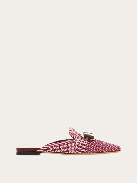 Ferragamo | Women's New Vara Plate Mule - Burgundy/Cotton Candy/Cherry