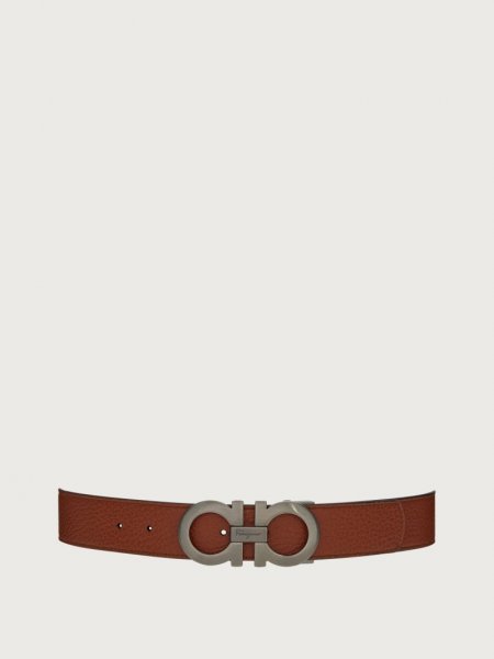 Ferragamo | Men's Reversible And Adjustable Gancini Belt - Cappuccino/Black