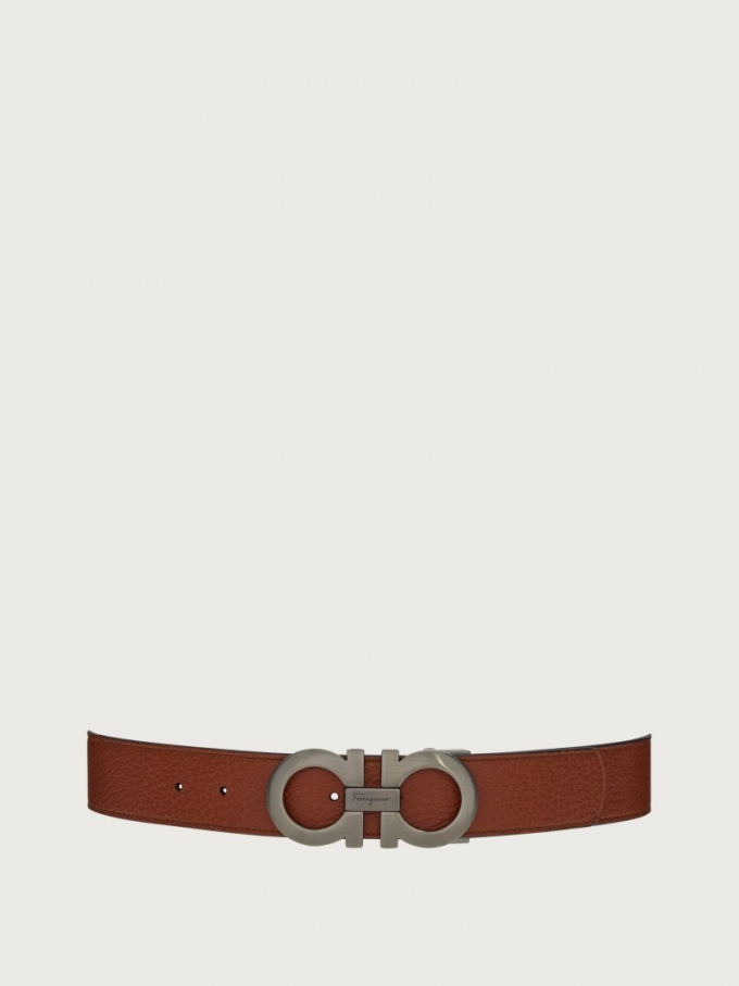 Ferragamo | Men's Reversible And Adjustable Gancini Belt - Cappuccino/Black