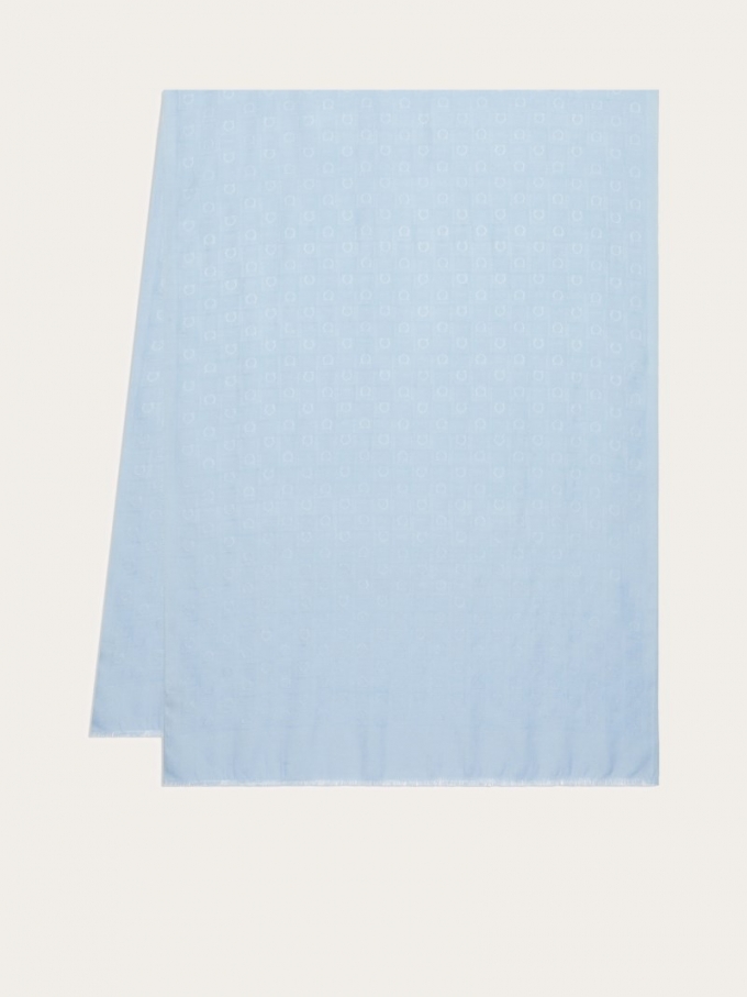 Ferragamo | Women's Monogram Jacquard Stole - Light Blue