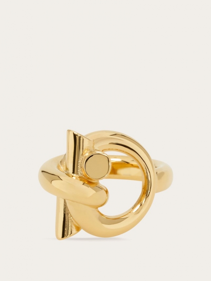 Ferragamo | Women's Ring With Gancini - Gold (Size 54)