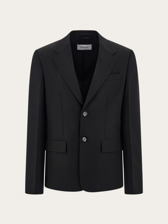 Ferragamo | Men's Tailored Single-Breasted Blazer - Black Ferragamo | Men's Tailored Single-Breasted Blazer - Black