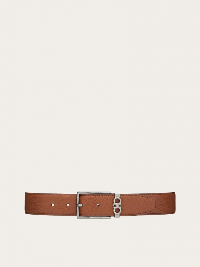 Ferragamo | Men's Reversible And Adjustable Gancini Belt - Briar/Black