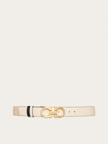 Ferragamo | Women's Reversible And Adjustable Gancini Belt - Bone/Black