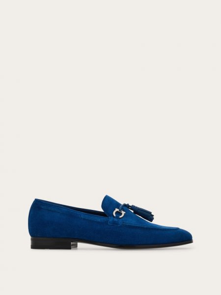 Ferragamo | Men's Loafer With Tassels - Teal Blue