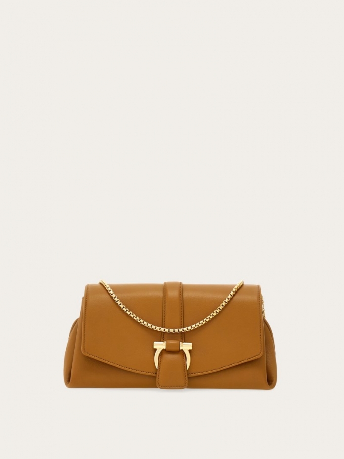 Ferragamo | Women's Front Flap Crossbody Bag - Burnt Ocher