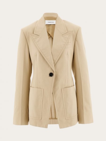 Ferragamo | Women's Blazer With Martingale Belt - Beige