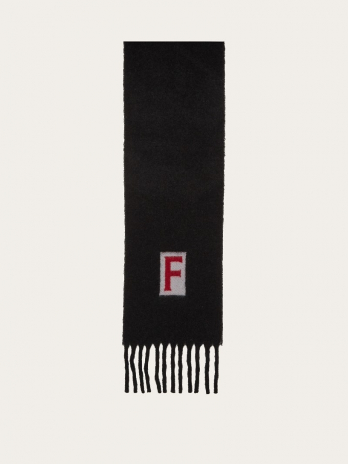 Ferragamo | Men's Scarf With Jacquard Detailing - Red/Black