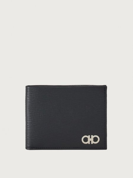 Ferragamo | Men's Gancini Wallet - Black/Ferragamo Red