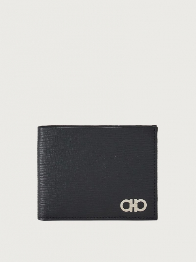 Ferragamo | Men's Gancini Wallet - Black/Ferragamo Red