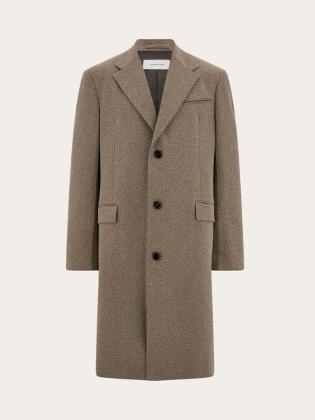 Ferragamo | Men's Single Breasted Coat - Walnut/Cocoa Brown