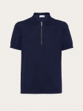 Ferragamo | Men's Polo With Zip Collar - Navy Blue