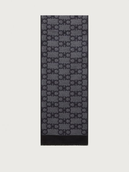 Ferragamo | Men's Gancini Scarf - Anthracite/Grey/Smoke