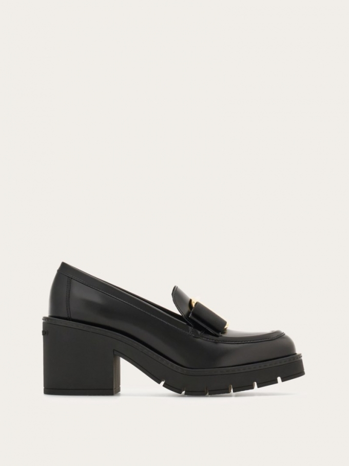 Ferragamo | Women's Chunky Heel Vara Bow Loafer - Black