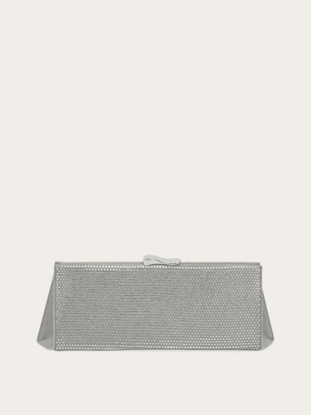 Ferragamo | Women's Clutch With Crystals - Pearl