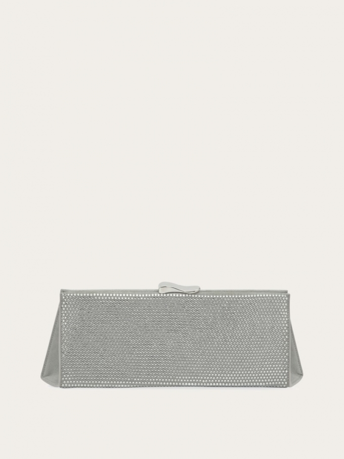 Ferragamo | Women's Clutch With Crystals - Pearl