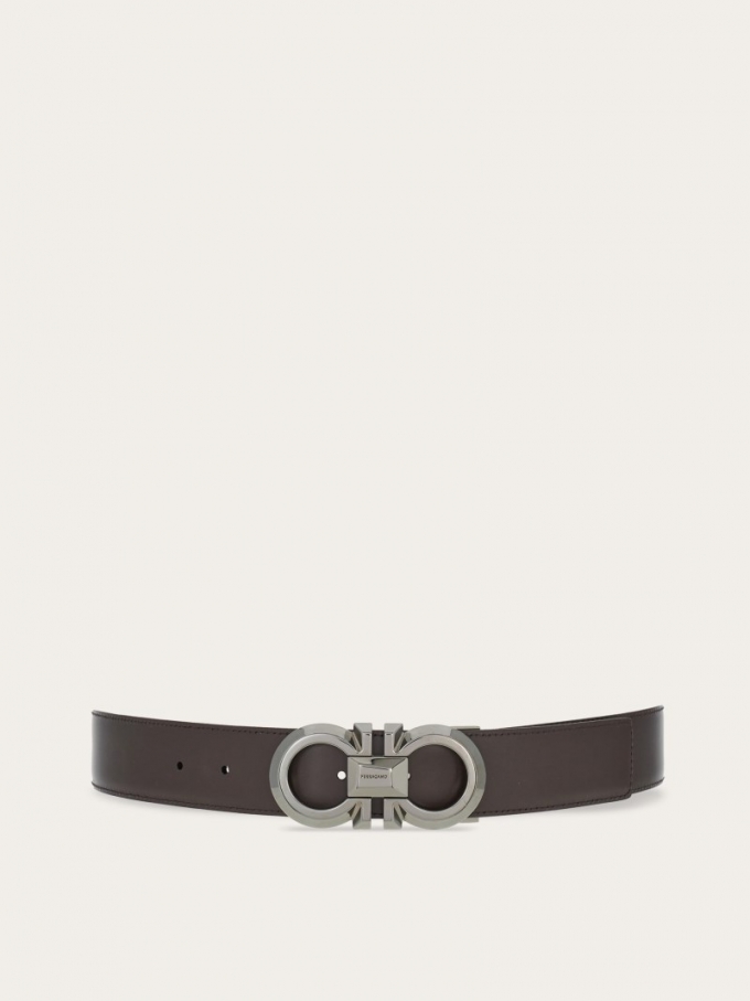 Ferragamo | Men's Reversible And Adjustable Gancini Belt - Black/Dark Brown