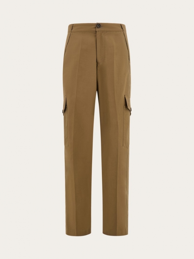 Ferragamo | Men's Canvas Cargo Pants - Lead Green