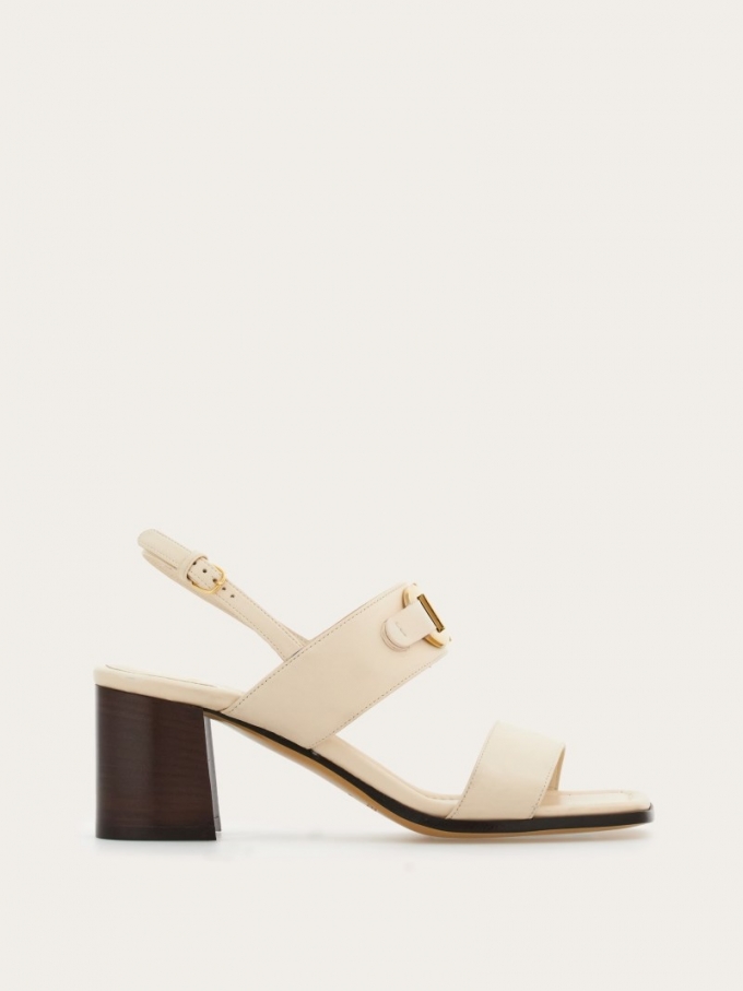 Ferragamo | Women's Sandal With Gancini Ornament - Mascarpone