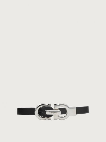 Ferragamo | Men's Gancini Bracelet - Black (Size 17)