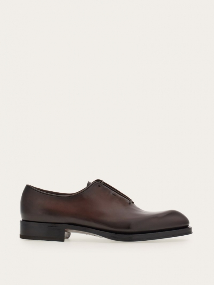 Ferragamo | Men's Tramezza Oxford With Covered Laces - Cocoa