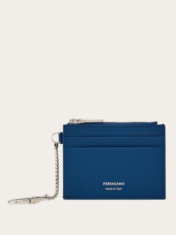 Ferragamo | Women's Card Holder With Key Holder - Teal Blue