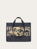 Ferragamo | Women's Tote Bag With Logo - Denim/Natural