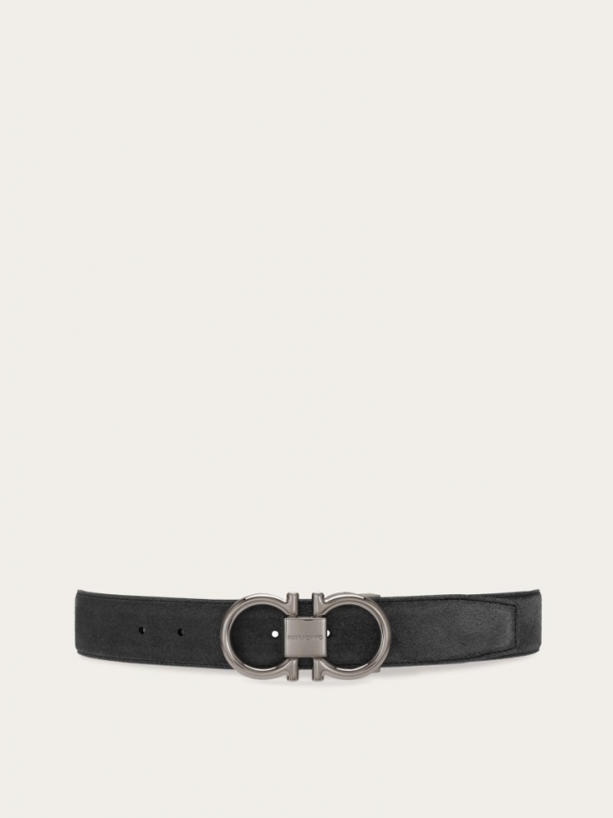 Ferragamo | Men's Adjustable Gancini Belt - Dark Silver