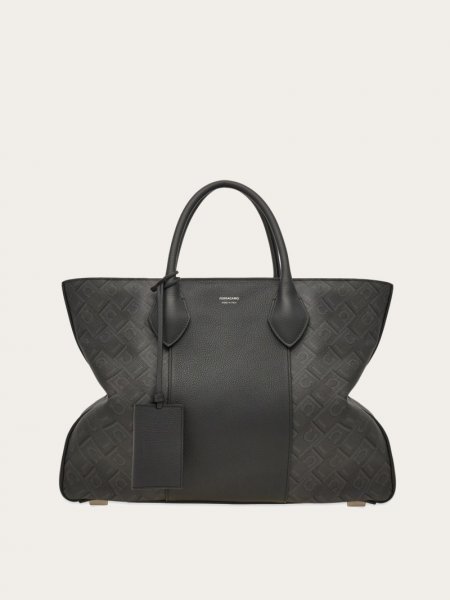 Ferragamo | Men's Bicolor Tote Bag - Black/Grey