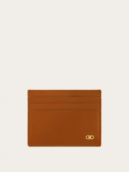 Ferragamo | Men's Gancini Credit Card Holder - Cognac