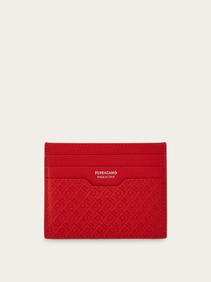 Ferragamo | Men's Monogram Credit Card Holder - Flame Red