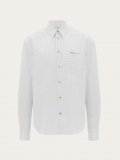 Ferragamo | Men's Micro Checked Long Sleeved Shirt - White/Blue