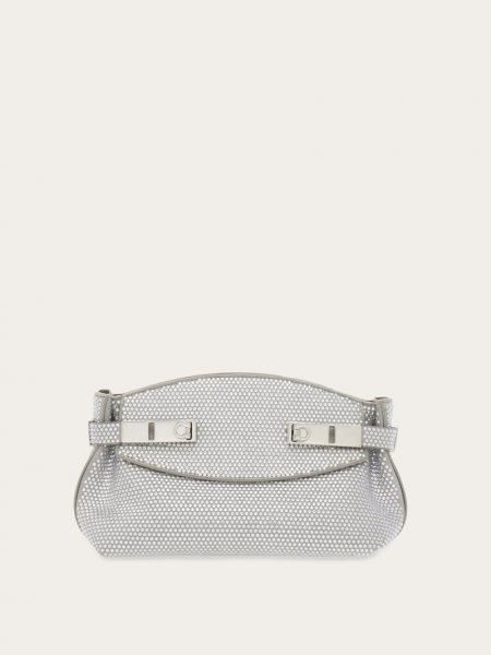 Ferragamo | Women's Hug Soft Crossbody Bag With Crystals - Cloud