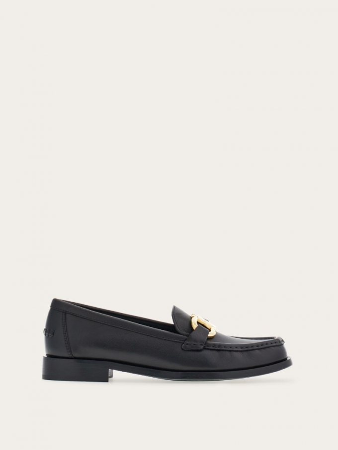 Ferragamo | Women's Moccasin With Gancini Ornament - Black