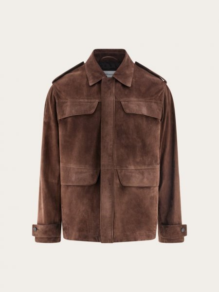 Ferragamo | Men's Suede Saharan Jacket - Espresso