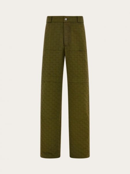 Ferragamo | Men's Monogram Trouser - Olive Green