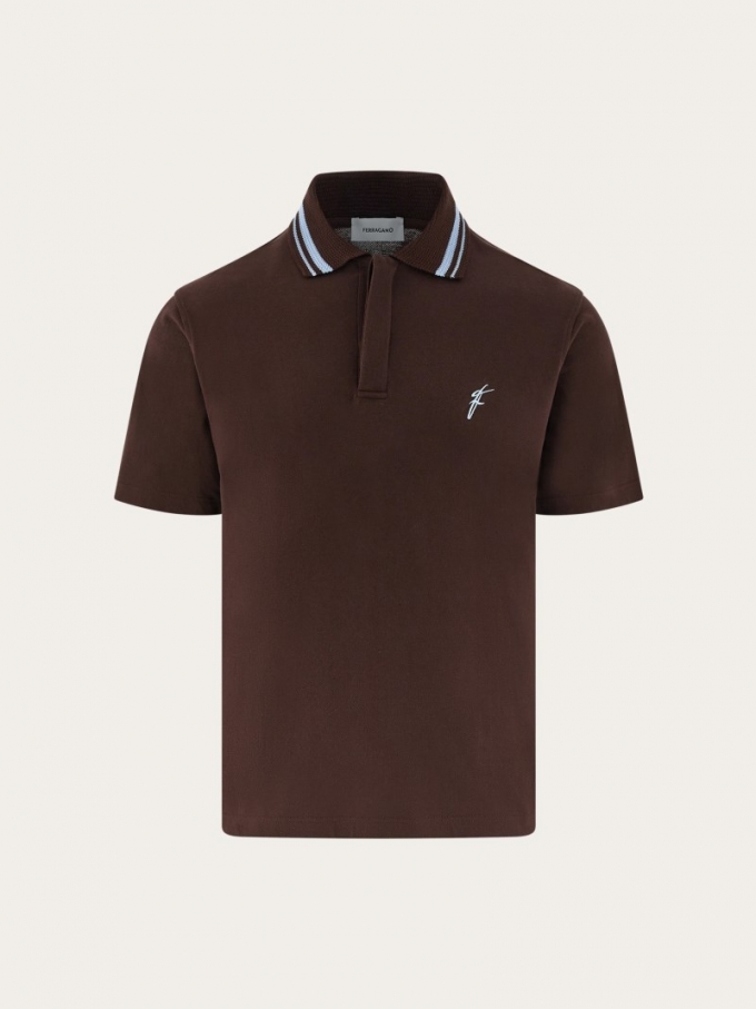 Ferragamo | Men's Organic Cotton Polo Shirt - Espresso