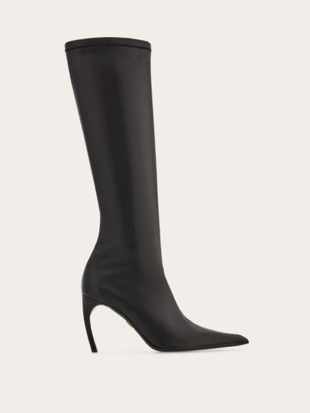 Ferragamo | Women's High Nappa Stretch Boot - Black