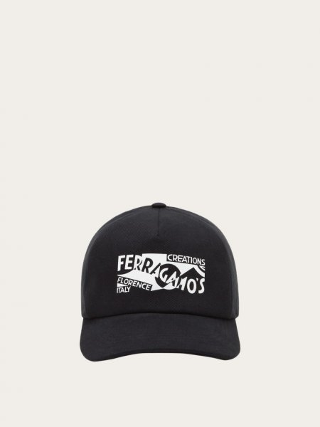 Ferragamo | Men's Baseball Cap With Logo - Black/White