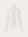 Ferragamo | Women's Monogram Shirt With Sash Collar - Mascarpone