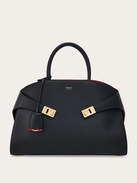 Ferragamo | Women's Hug Bicolor Handbag - Black/Flame Red