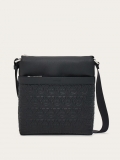 Ferragamo | Men's Embossed Gancini Crossbody Bag - Black