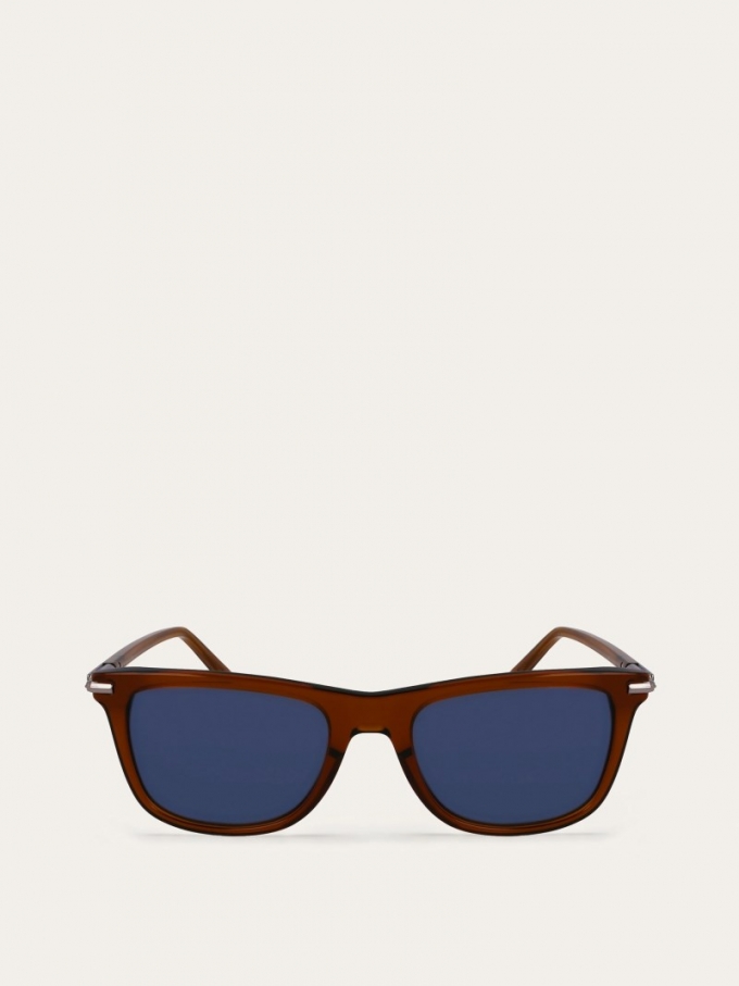 Ferragamo | Men's Sunglasses - Transparent Brown/Blue