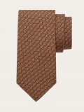 Ferragamo | Men's Woven Print Silk Tie - Dark Blue/Brown