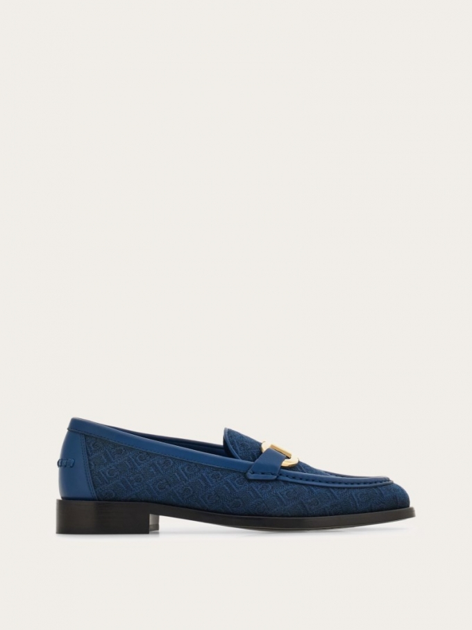 Ferragamo | Women's Gancini Ornament Moccasin - Teal Blue