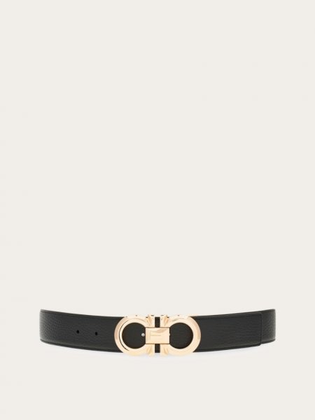 Ferragamo | Men's Reversible And Adjustable Gancini Belt - Black/Midnight Blue