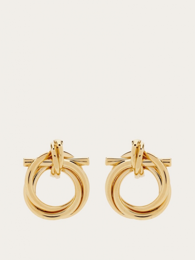 Ferragamo | Women's Twisted Gancini Earrings - Gold